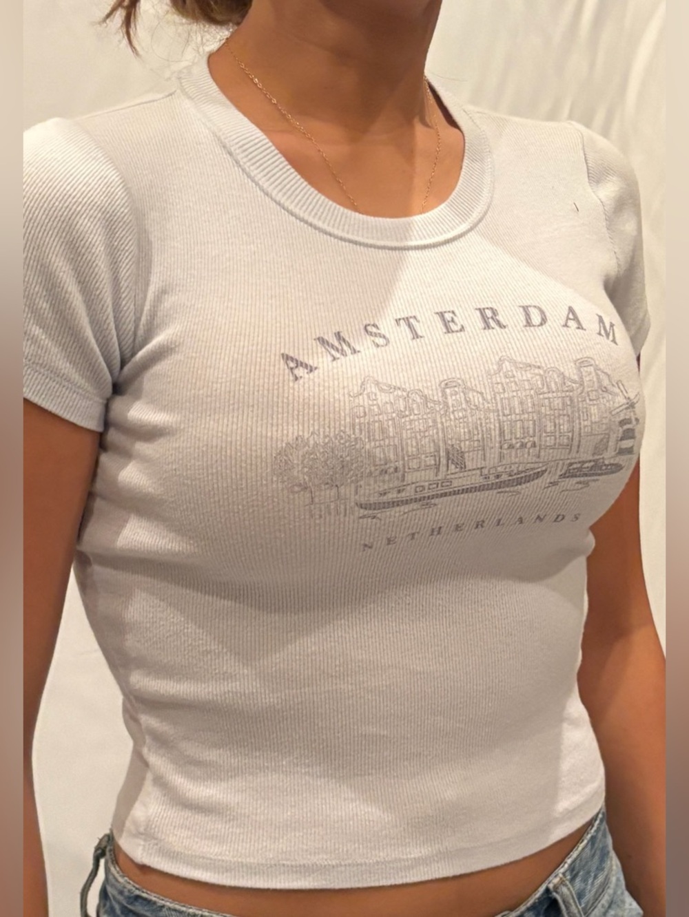 Hollister light blue Amsterdam Ribbed Short Sleeve Tee